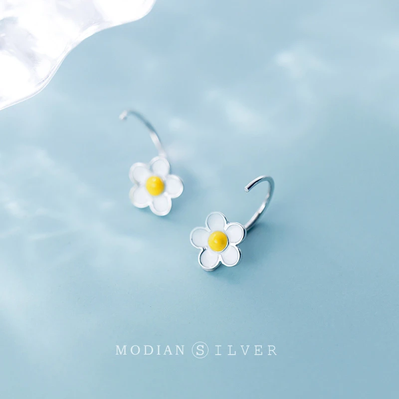 Modian модные белые Frangipani серьги гвоздики для женщин из натуральной 925