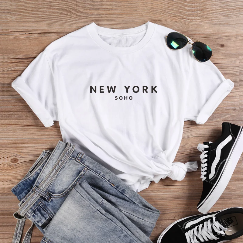 Женская футболка ONSEME с надписью New York soho забавная уличная одежда в стиле хип-хоп |