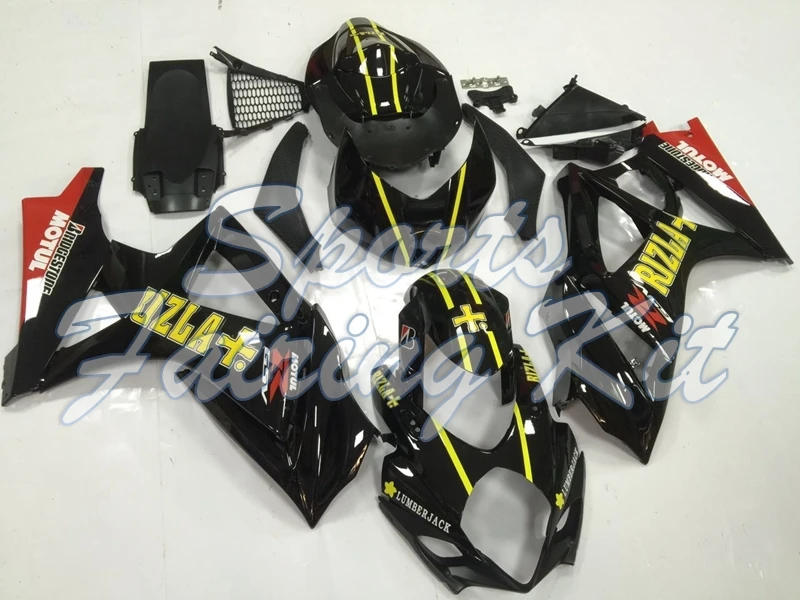 Abs обтекатель для GSX R 1000 2007 2008 K7 Черный Желтый RIZLA R1000 Пластиковые обтекатели