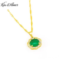 kissflower nk94 2022 fine jewelry wholesale fashion woman girl birthday wedding gift aaa zircon 24kt gold pendant necklaces
