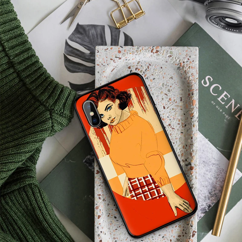 Mobile Phone Cases for iPhone X XS MAX XR 6 s 7 8 Plus Case Fashion Soft Silicone Fitted Back Cover Japanese gentle girl | Мобильные