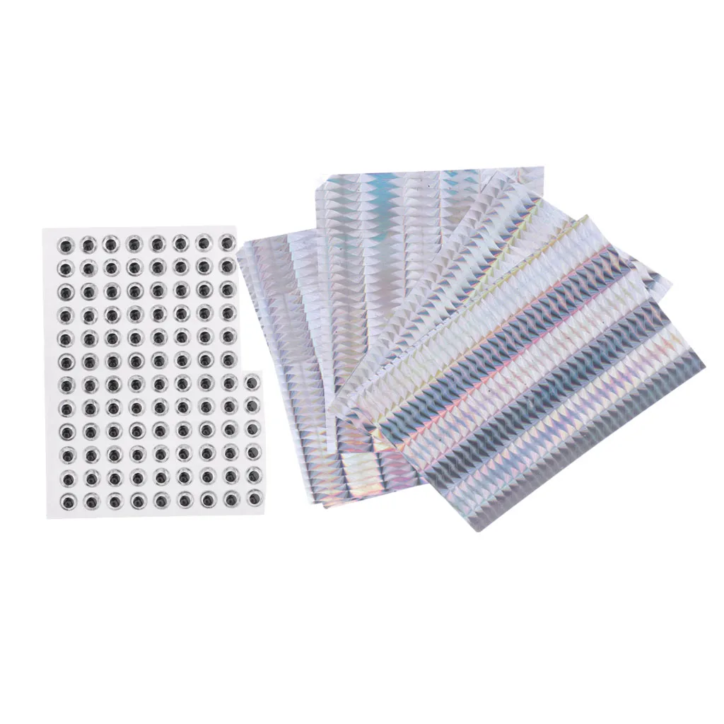 

100 шт., голографические 3D-глаза «рыбий глаз» и 10 клейких голографических лент