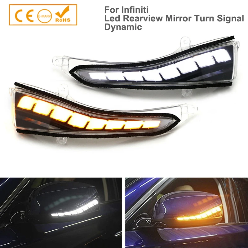 

2Pcs Dynamic LED Turn Signal Light Side Mirror Puddle Lamp For Infiniti Q30 Q50 Q60 Q70 QX30 QX50 QX60 QX70 For Nissan Skyline