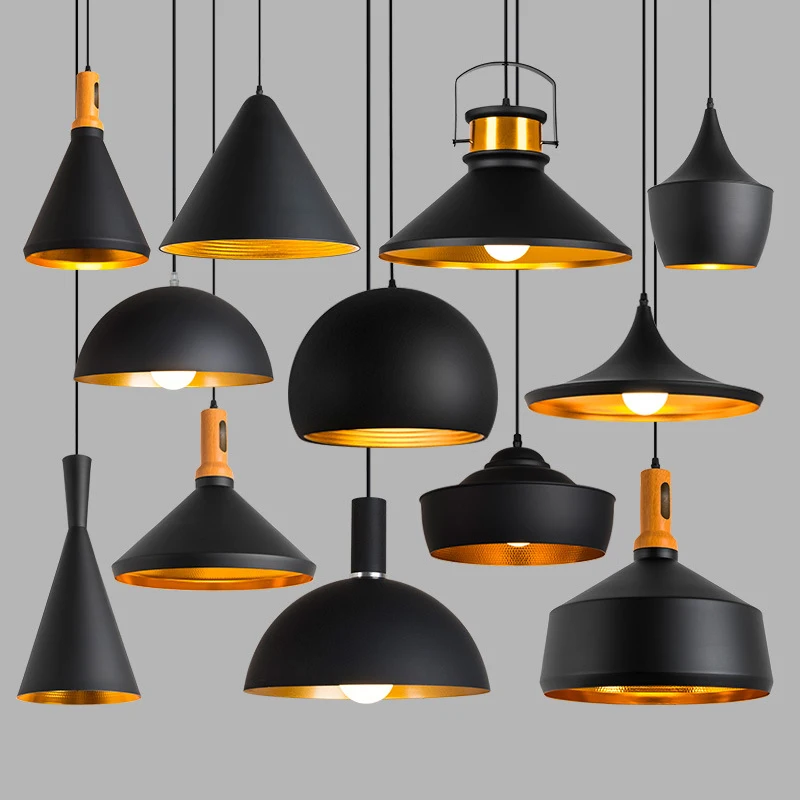 Подвесные светильники E27 в скандинавском ретро-стиле, промышленные черные, декоративное освещение для ресторана, обеденного стола, бара