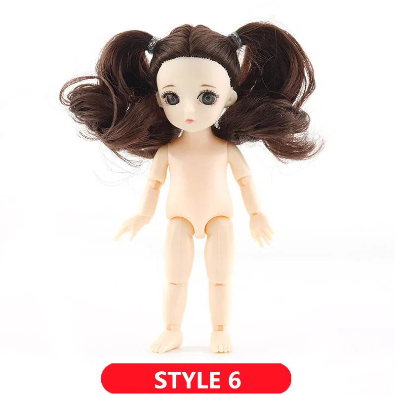 STYLE 6 1/12 BJD куклы 13 суставов DIY милые куклы принцессы 16 см 3D глаза ручной работы оригинальные куклы для девочек игрушки для детей подарки на день рождения - Цвет: STYLE 6