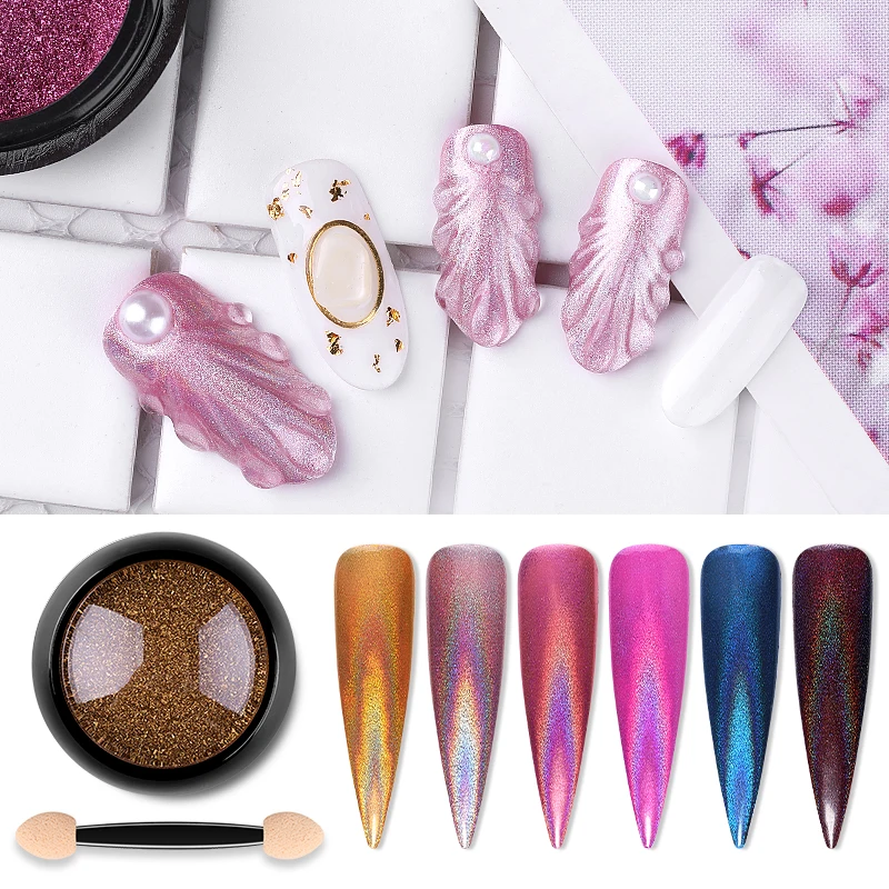 Порошковая голографическая Лазерная блестящая пудра для ногтей Радужная