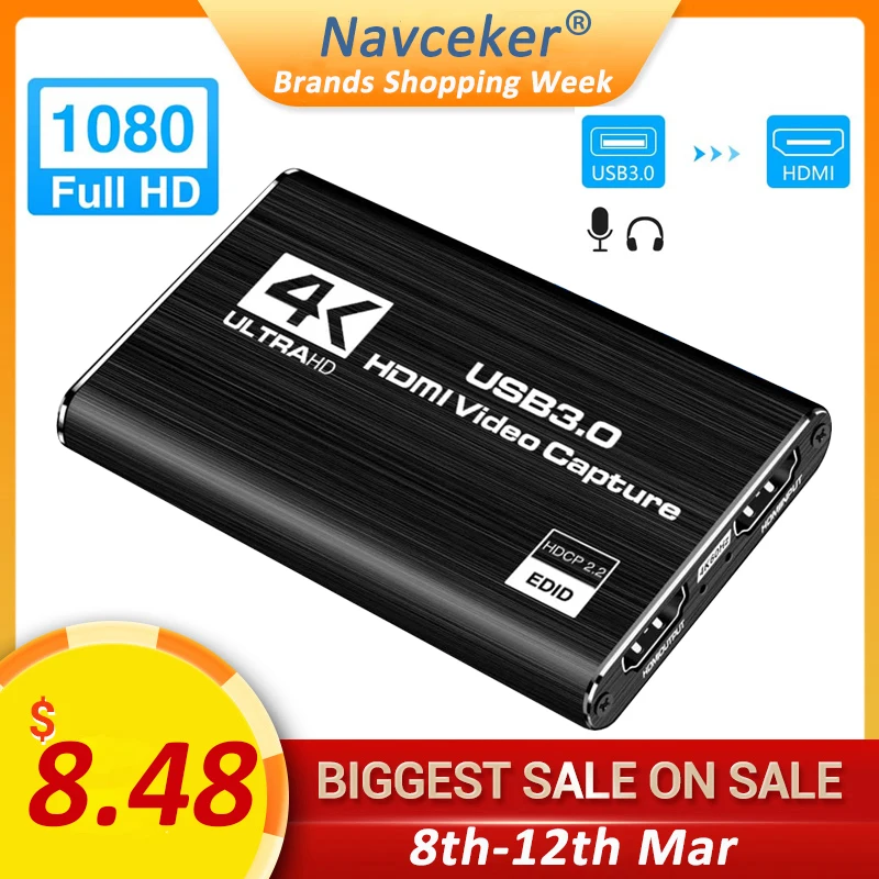 

Video Card Capture HDMI Video Capture Card Device PC PS4 Game Live Streaming 4K 1080P HD VHS Board USB 3.0 Grabber Recorder Box