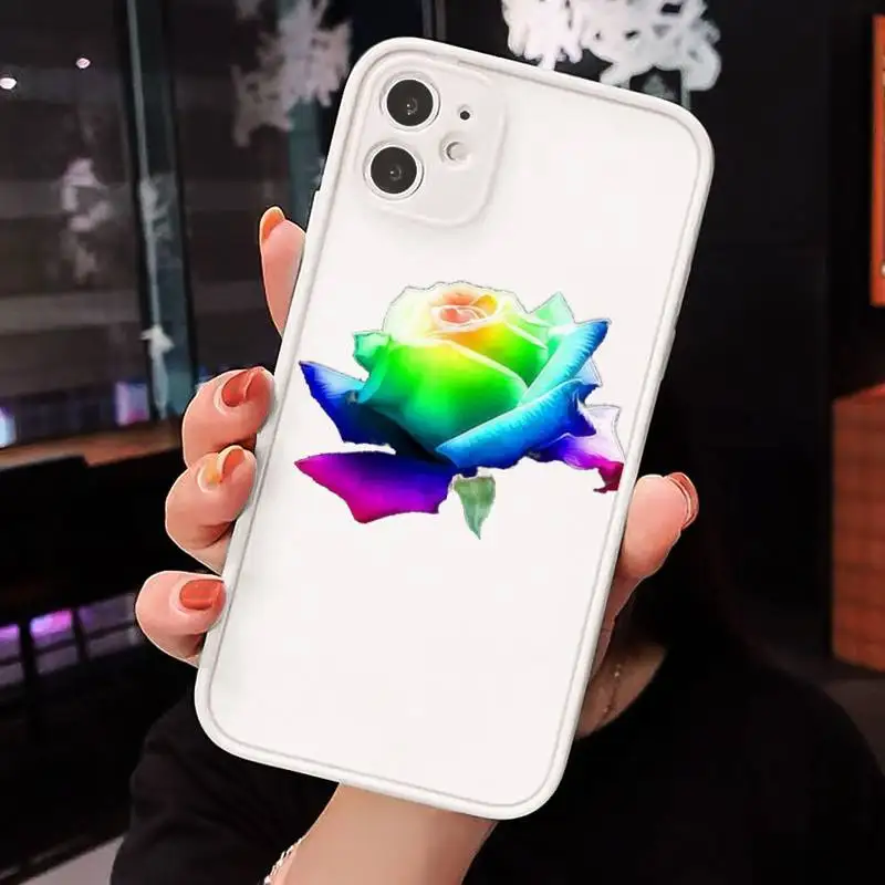 

Beautiful colorful roses Phone Cases Matte Transparent for iPhone 7 8 11 12 s mini pro X XS XR MAX Plus cover funda