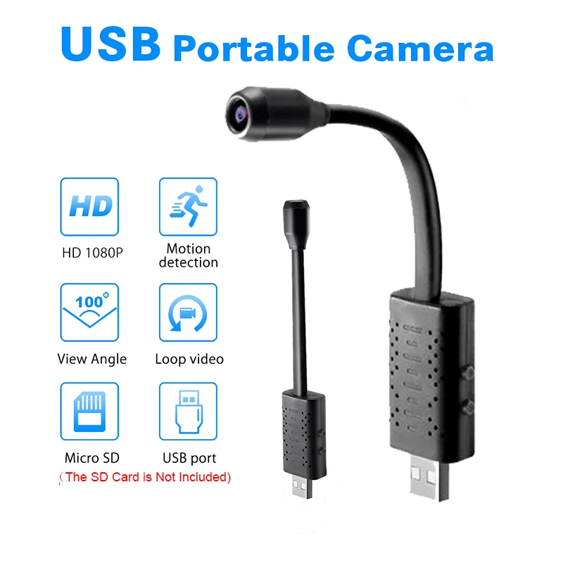 Маленькая камера U21 портативный умный гибкий USB 360 градусов 1080P HD детектор движения петля видео