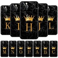 case for apple iphone 13 11 pro max 12 mini xr 7 8 plus se 2020 x xs 6 6s 5 5s black soft silicone cover initial letter b crown