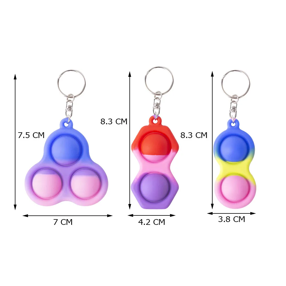 

Push Bubble Stress Relief Toy Keychain Pendant Silicone Squeeze Toy Puzzle Tie-Dye Push Bubble Dimple Keychain Toy