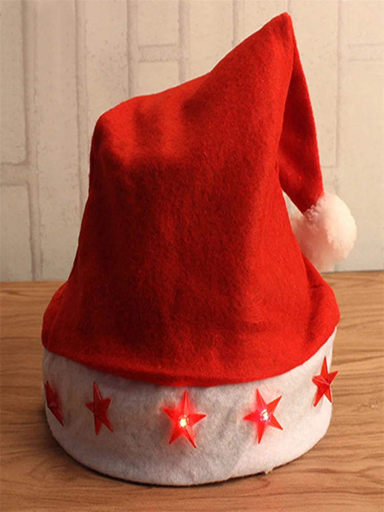 8 gorros de Navidad premium con terciopelo rojo y borde de felpa sombreros de Navidad a granel con ala gris,
