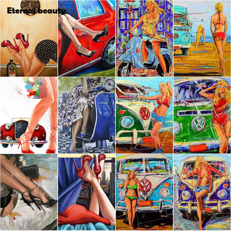 

Diamond Painting Cross Stitch Kits Pin Girls Red High Heels Beautiful Legs Full Square Round Diamond Embroidery Needlework Gift
