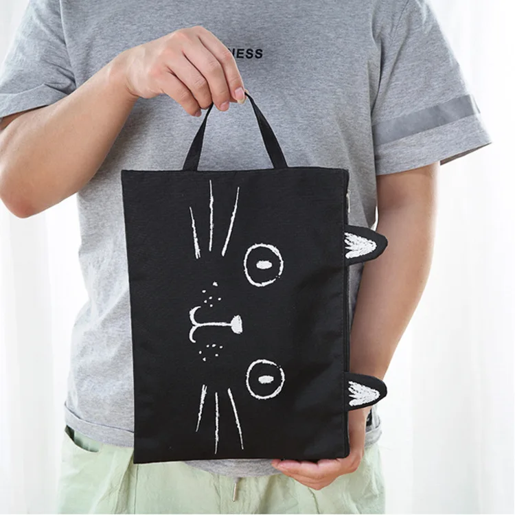 Папка А4 для документов из ткани Оксфорд с мультяшным котом Большая Сумка офисные