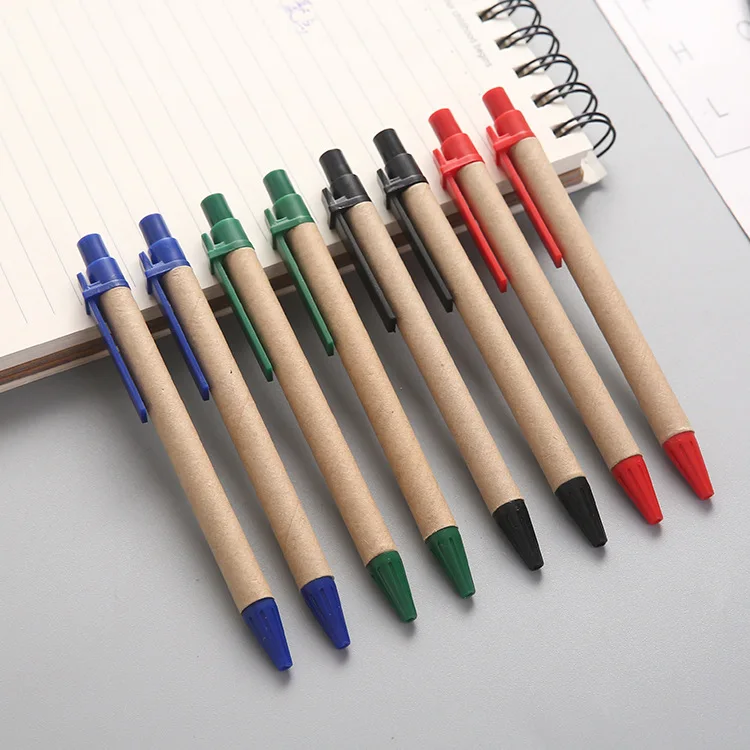 

XGZ 20PCS Creative Kraft Paper Tube Environmentally Friendly Ballpoint Pen Recycled Simple Business Advertising