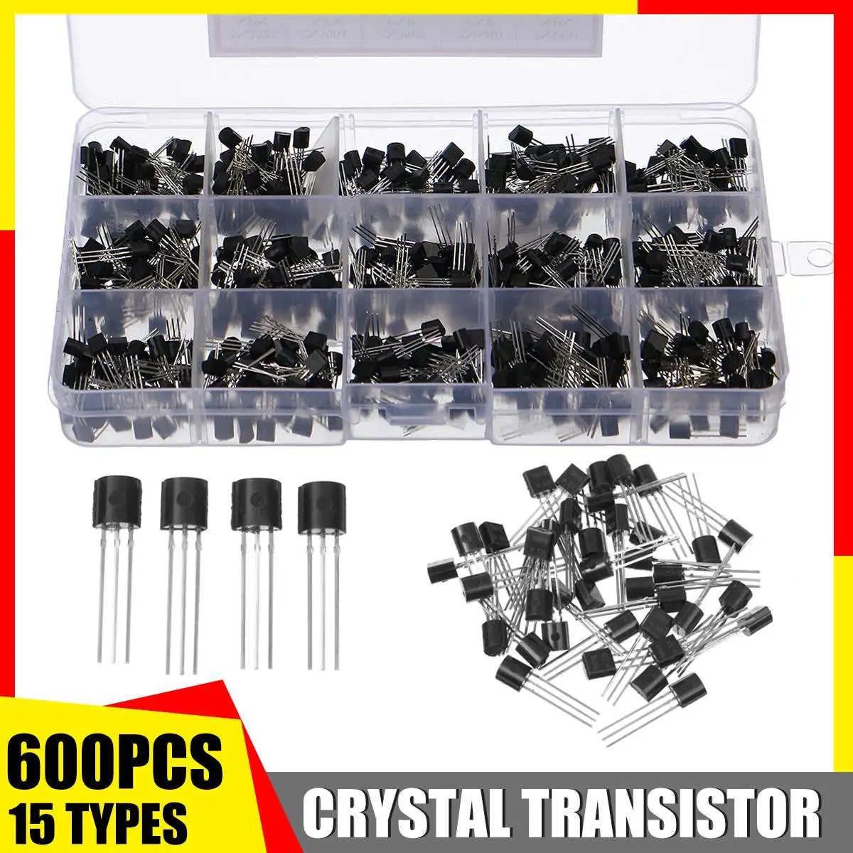 600 шт. 15 типов силикона линейный транзисторный набор NPN / PNP TO-92 электронные
