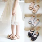 Туфли для девочек с бантом-бабочкой туфли принцессы Туфли Мэри Джейн свадебные туфли для больших девочек золотые вечерние туфли Серебристые Детские неглубокие танцевальные туфли 1-12 лет