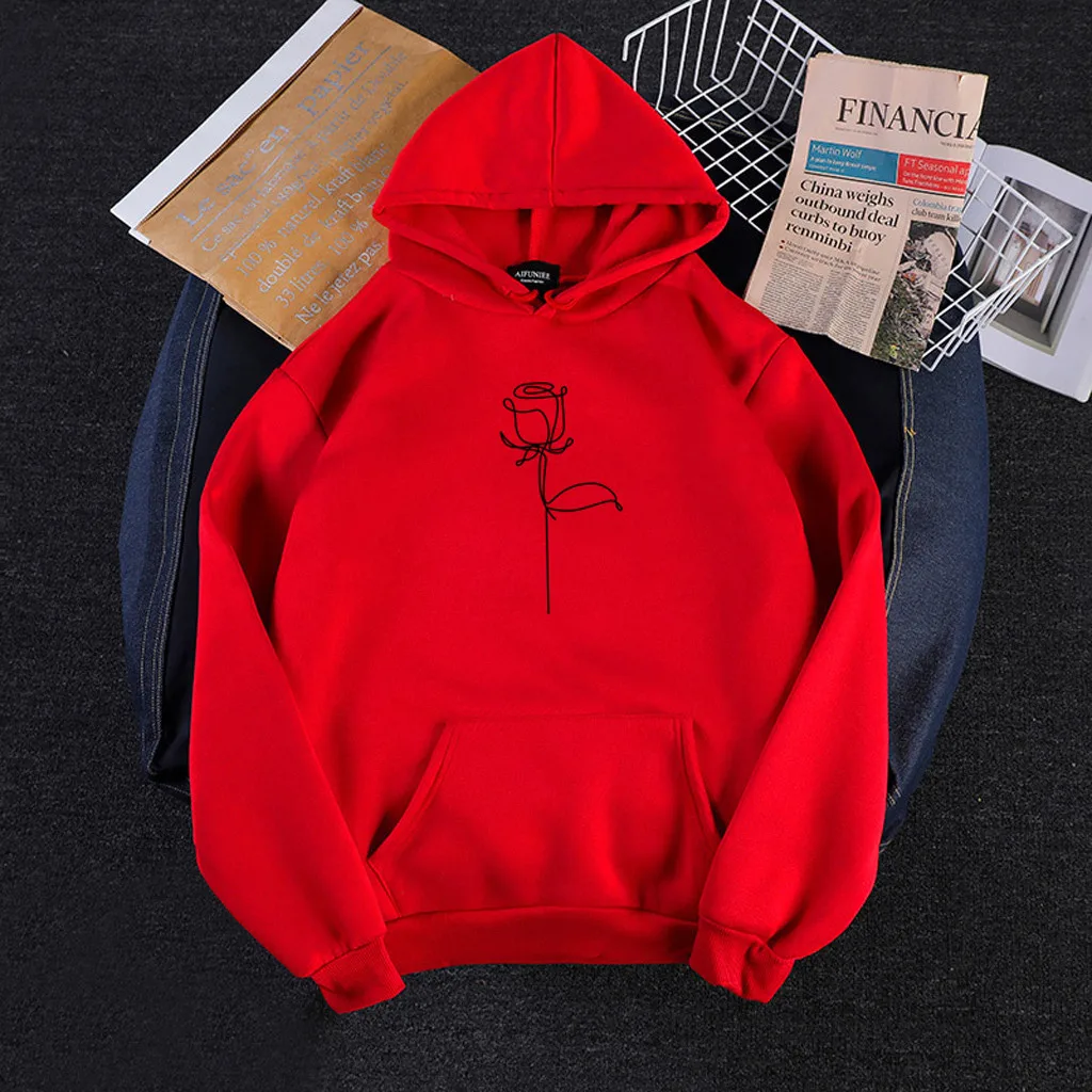 

2020 Fashion Harajuku Winter Hoodie Women Loose Korean Style Sweatshirt Autumn Streetwear Flower Printing Hoodies Pullovers
