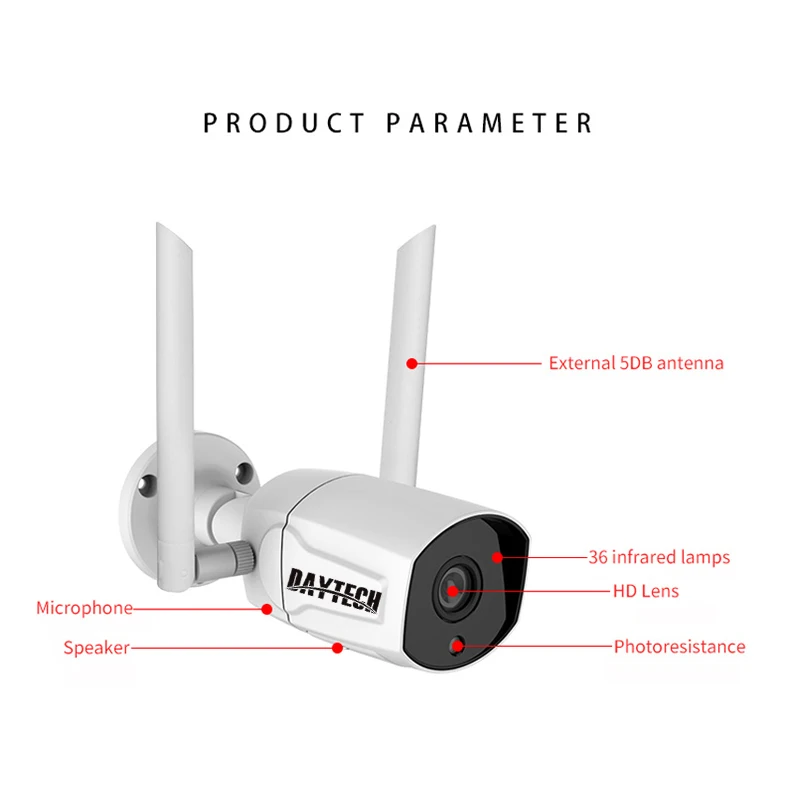 DAYTECH 1080P IP wifi камера CCTV; аудио домашняя камера видеонаблюдения наружная/Внутренняя камера 2MP Водонепроницаемая IP65 двухстороннее аудио
