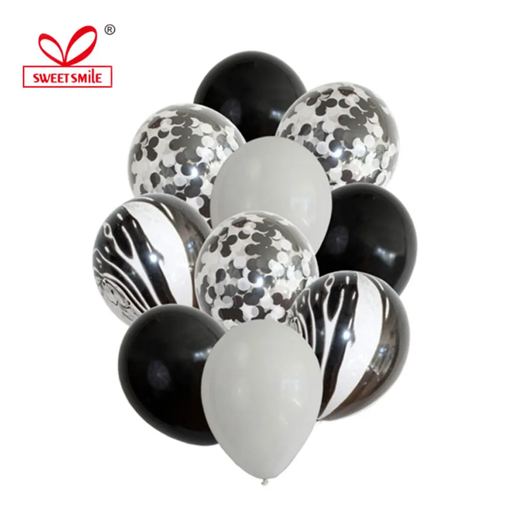 12 дюймов черные белые мраморные шары Рождество Новый год детские Душ воздушные с