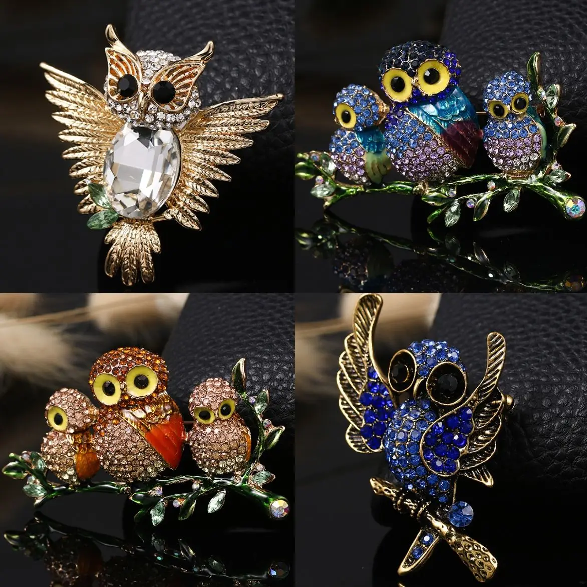 

Cute Bling Owl Brooch With Rhinestones For Women's Clothing Accessories Badges Lapel Pins Female Jewelry Fashion Corsage Gift