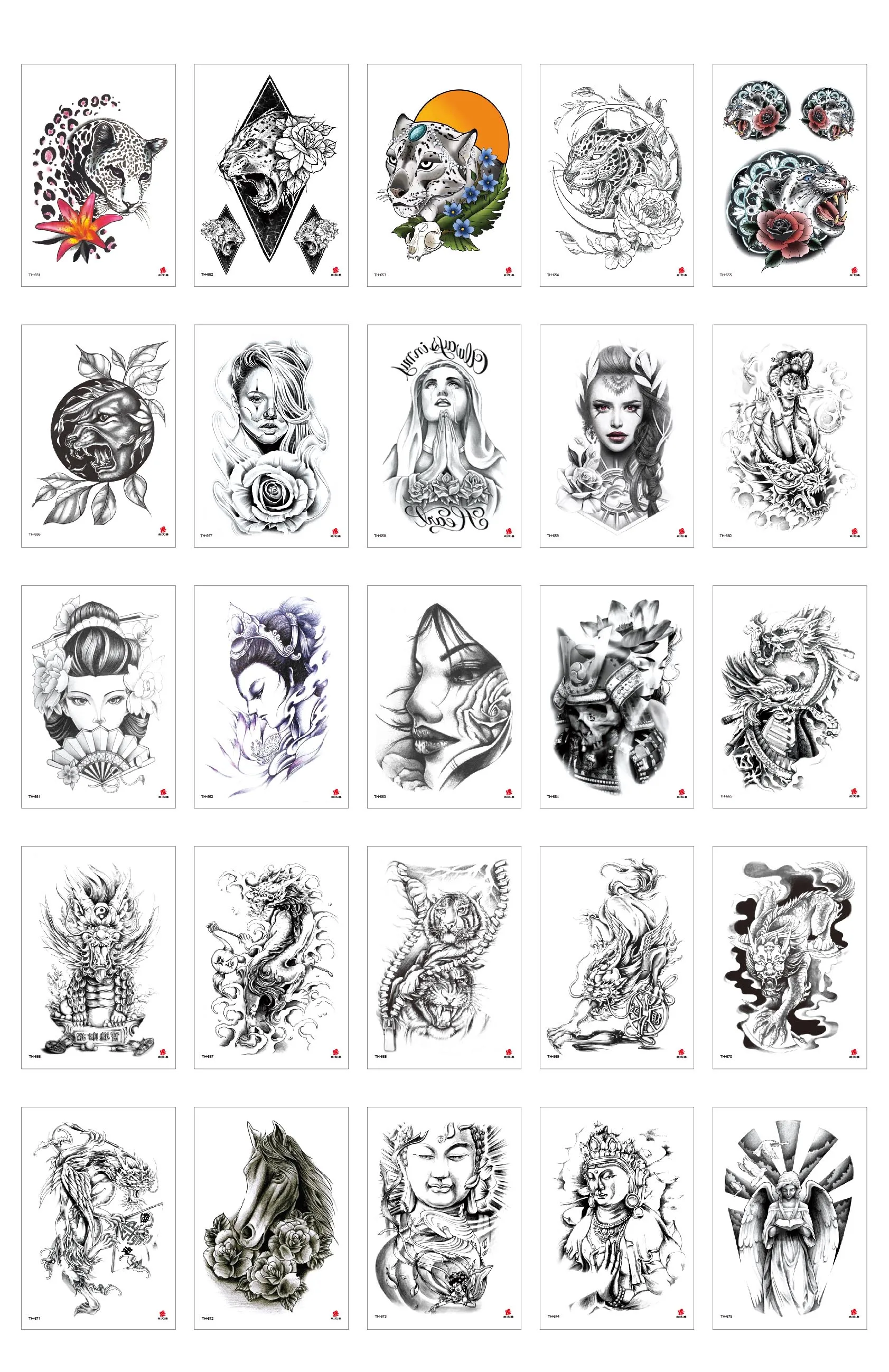 1000 шт Временные татуировки наклейки цветы животные черепа водонепроницаемые