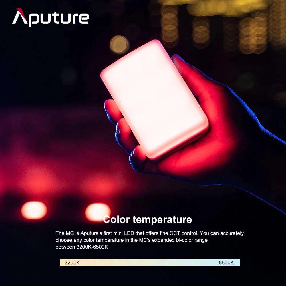 Aputure MC AL-MC RGBWW Светодиодная лампа s 3200K-6500K освещение для фотосъемки цветовая