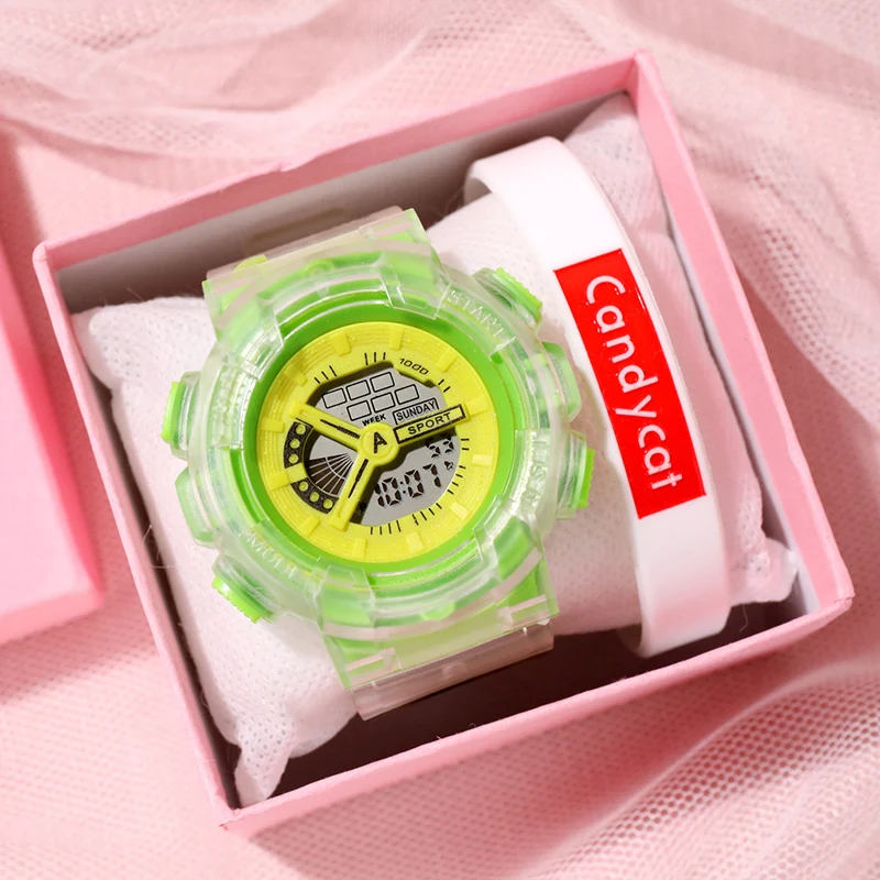 

New Minimalism Watches For Women Bracelet Gift Box Set Creative Transparent Watch Strap Digital Wristwatches Ladies Dress Clock