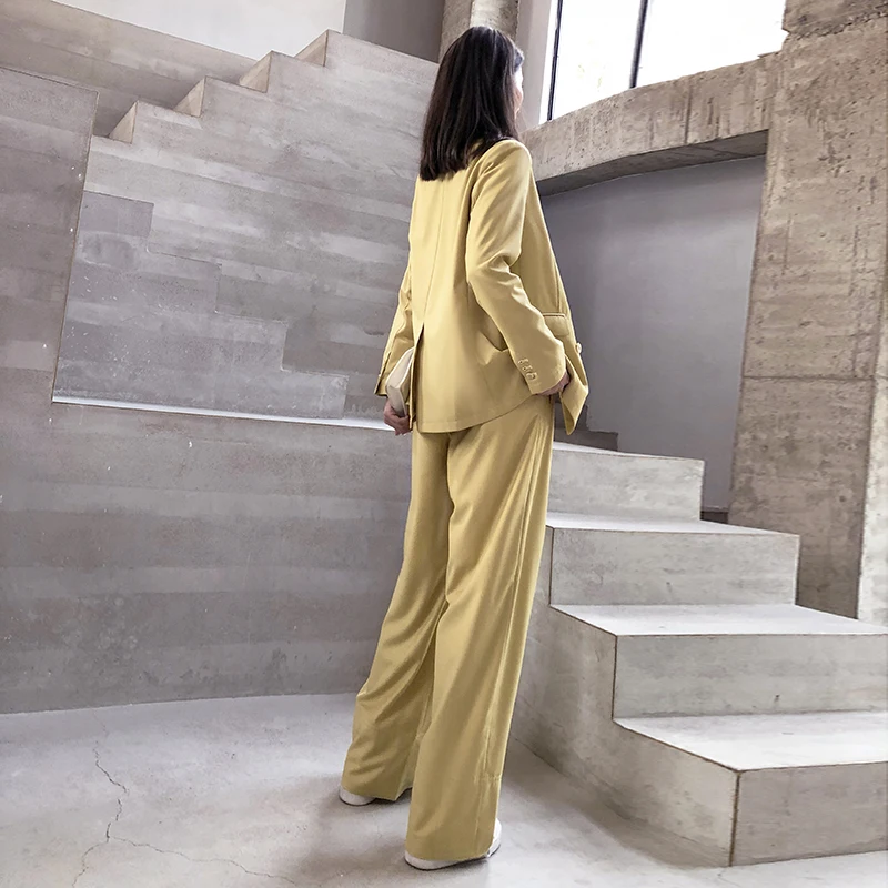 Женские брючные костюмы свободные повседневные блейзер пиджак женский комплект