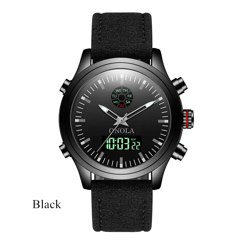 Часы наручные мужские с двойным дисплеем брендовые водонепроницаемые