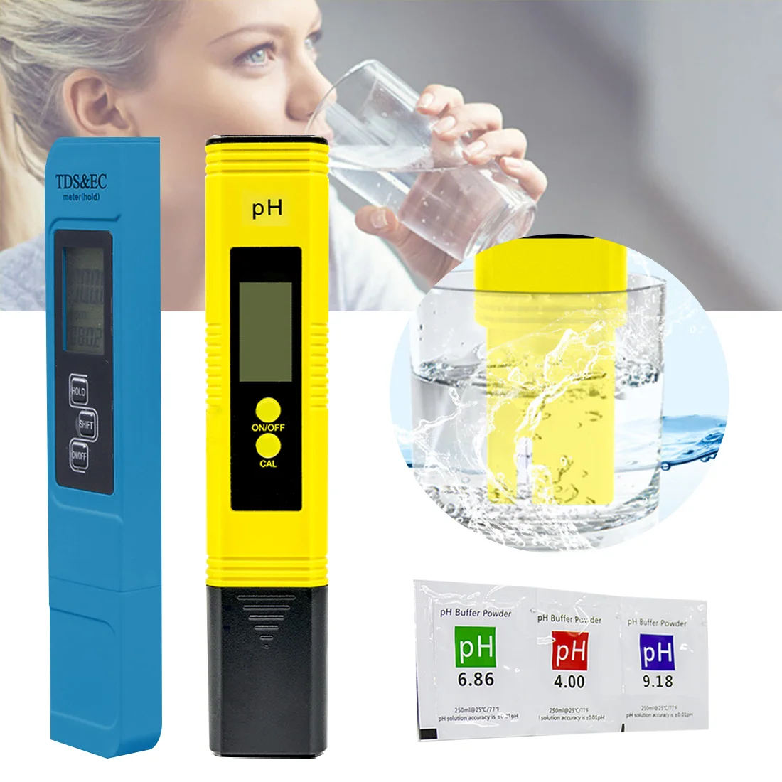

2pcs Digital TDS&EC Meter Tester Thermometer Pen Water Purity PPM Filter Hydroponic for Aquarium Pool Water Quality Monitor