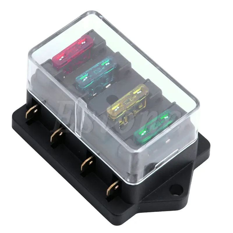 

MXLF 12V/24V 4 Way Car Auto Blade Fuse Box Holder Circuit Standard ATO +4X Fuse