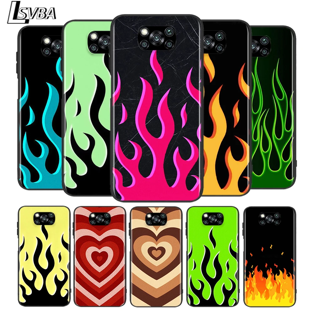 

Cool green flame for Xiaomi Poco X3 NFC X2 M3 M2 F2 Pro C3 F1 A2 Lite A1 Mix3 Play Silicone Soft Black Phone Case