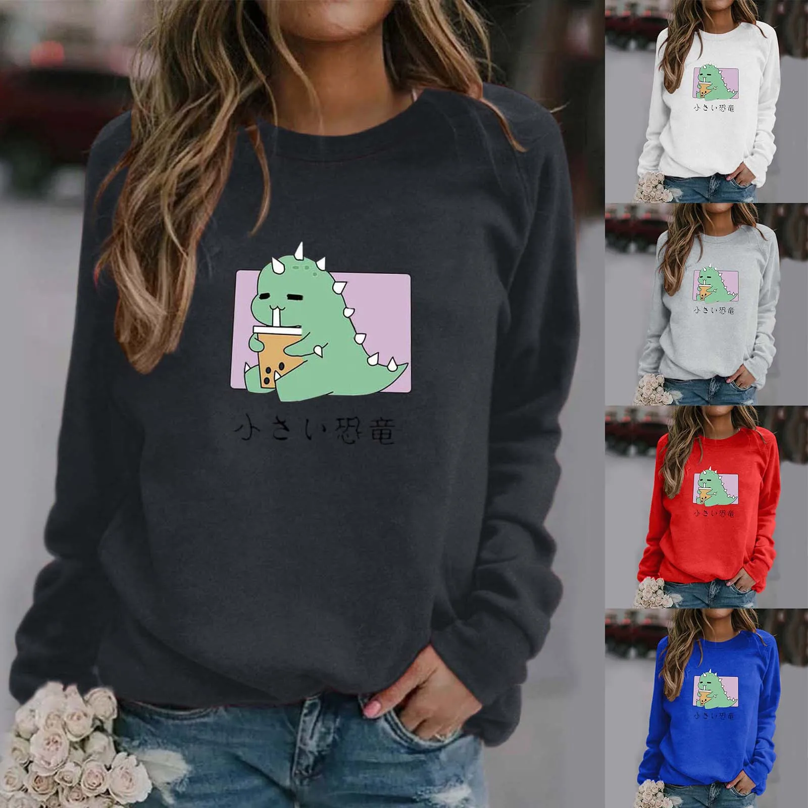 63# Women Hoodies Autumn Winter Sweatshirt Cartoon Fashion Hoody Women's Print Long-sleeved Sweatshirt Casual Blouse Pullover
