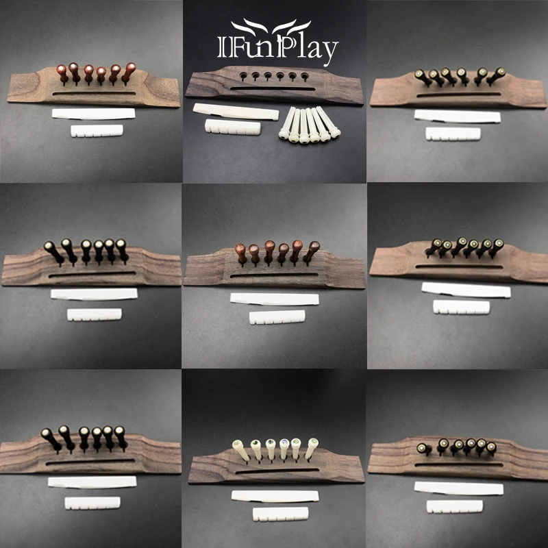 Набор для акустической гитары мост из розового дерева 6 шт. чистый кость/Эбеновое