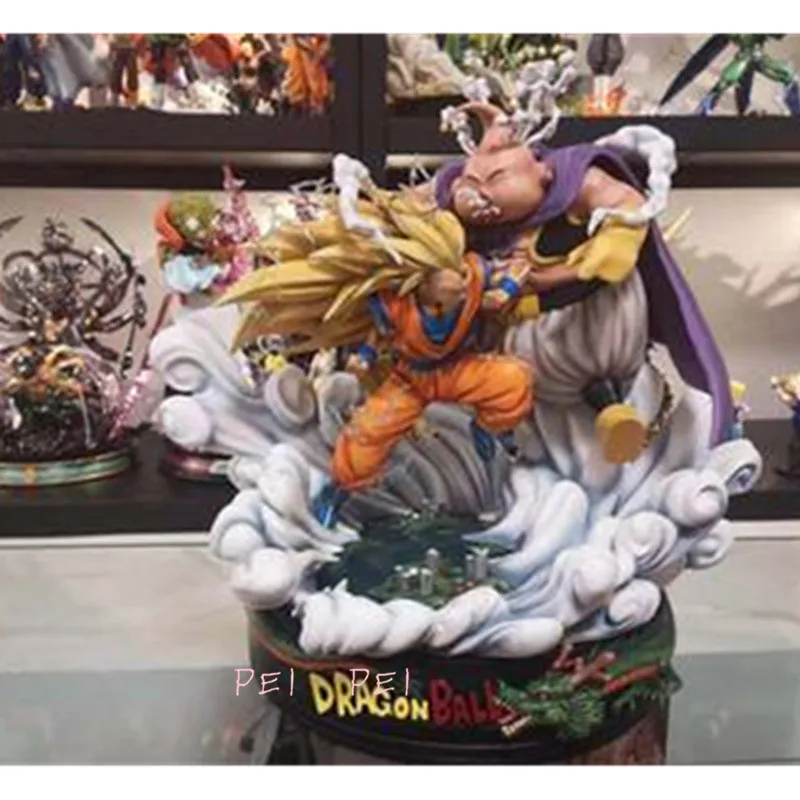 Аниме Dragon Ball Super Saiyan 3 Son Goku VS Majin Buu полноразмерная анимационная фигурка GK Коллекционная модель игрушки P1684 - Цвет: Черный