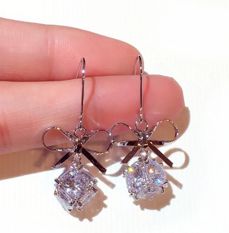 Женские серьги подвески с бантом ювелирное украшение для свадьбы вечеринки