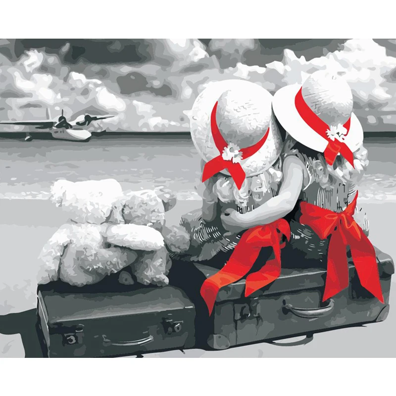 

Painting By Number child Seaside DIY Kits For Adults Oil Picture Acrylic Paint Hand Painted Color Drawing Home Decoration Art