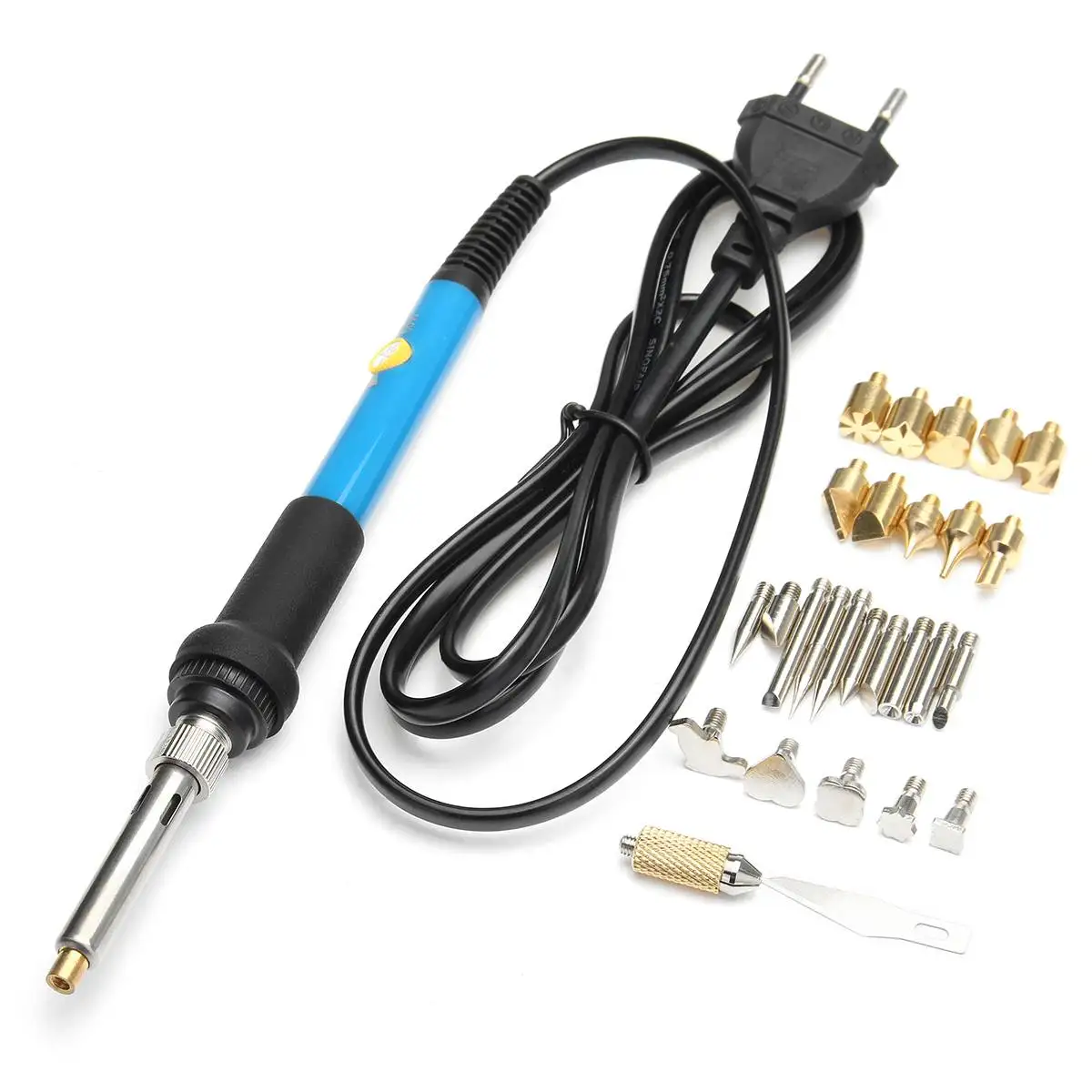 

60W 220V 28Pcs Electric Soldering Iron Temp Adjust Wood Burning Carving Embossing Pyrography Engrave Cautery Tool Kit Solder Tip