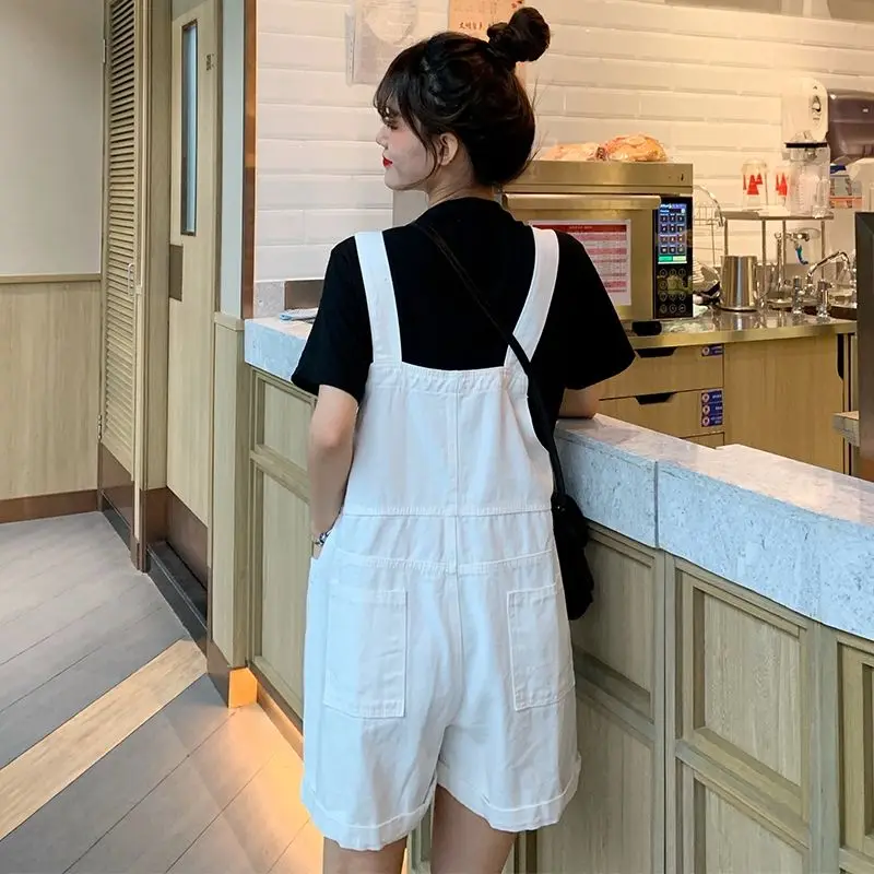 

Rompers Women Solid Denim Pockets Large Size 4XL Oversize Korean Style Simple High Waist Suspender Streetwear All-match Loose