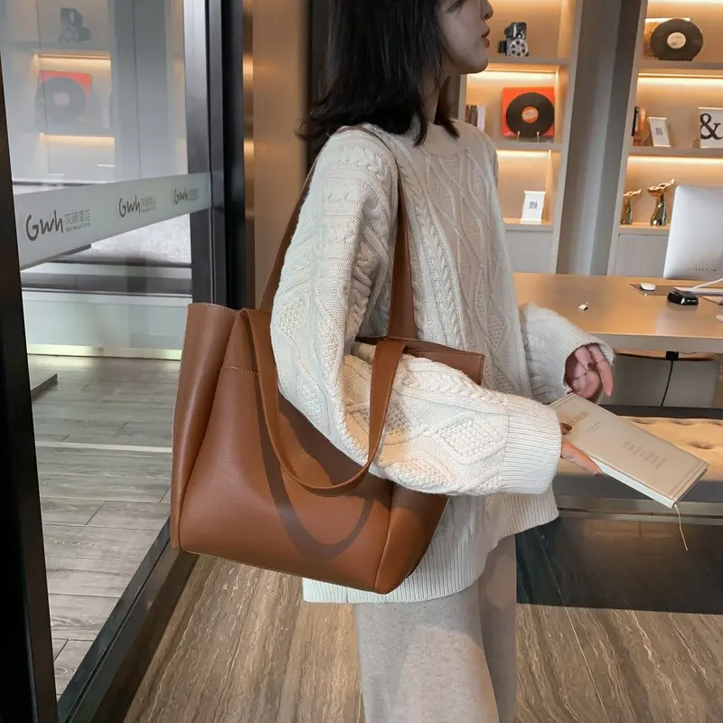 

Hot sale large womens bag large capacity shoulder bags high quality PU leather shoulder bags ladies wild bags sac a main femme