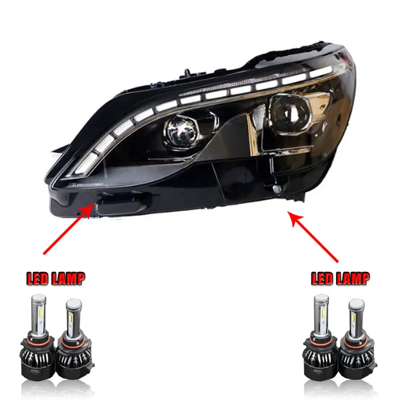 ALL LED version 2 шт. автомобильный стиль светодиодный фары для peugeot 3008 фара для 3008 светодиодный DRL Объектив двойной луч H7 HID Xenon bi xenon объектив - Цвет: ALL LED version