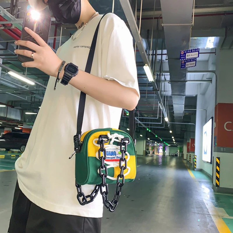 

Сумка на цепочке в стиле ретро для мужчин, модная универсальная вместительная сумка-мессенджер, повседневные сумки на плечо, 2021