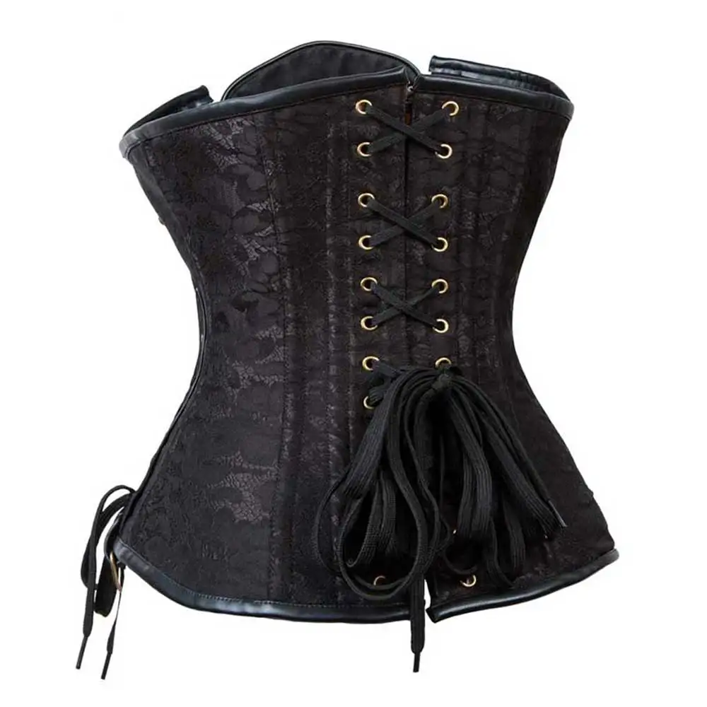 

Sladuo Women Gothic Plus Size Steampunk Vintage Underbust Corset Steel Boned Double-buckle with Chains Waist Cincher Bustier Top