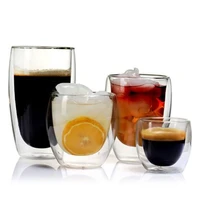 double wall glasses espresso coffee mug heat resistant transparent glass cup with double bottom drinkware mugs 80250350450ml