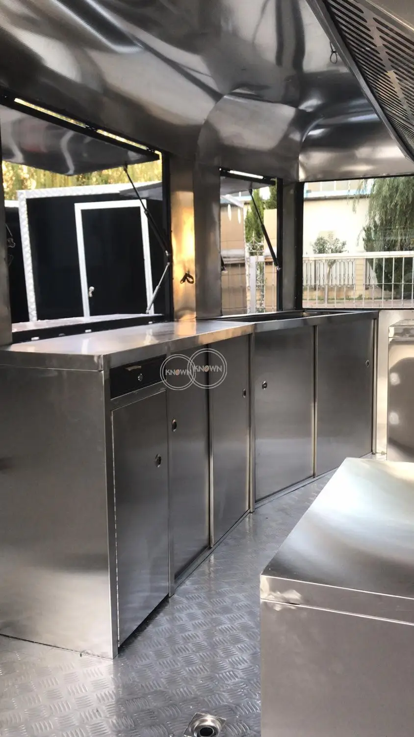 

Black Mobile Kitchen Food Truck Concession Trailer With Double Water Sink Catering Equipment Ice Cream Coffee Cart Customizable
