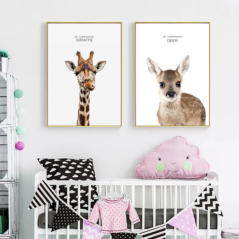 Детская Настенная картина с рисунком раббита жираф свинья панда детская