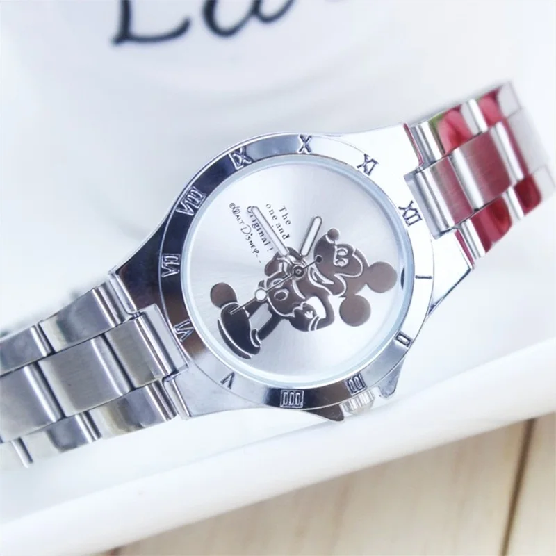 Женские наручные часы с Микки Маусом модные серебристые кварцевые красивые
