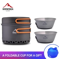 widesea camping tableware set titanium cup cookware tourism cauldron outdoor cooking pot picnic kitchen hiking trekking