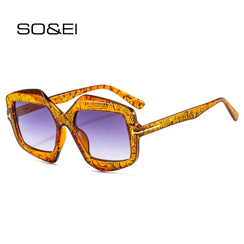 

SO&EI Fashion Irregular Polygon Sunglasses Women Brand Designer Vintage Jelly Color Eyewear Men Square Sun Glasses Shades UV400
